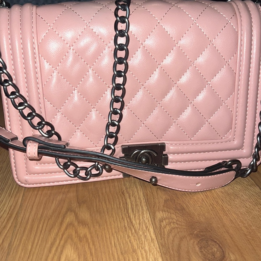 Large pink quilted bag